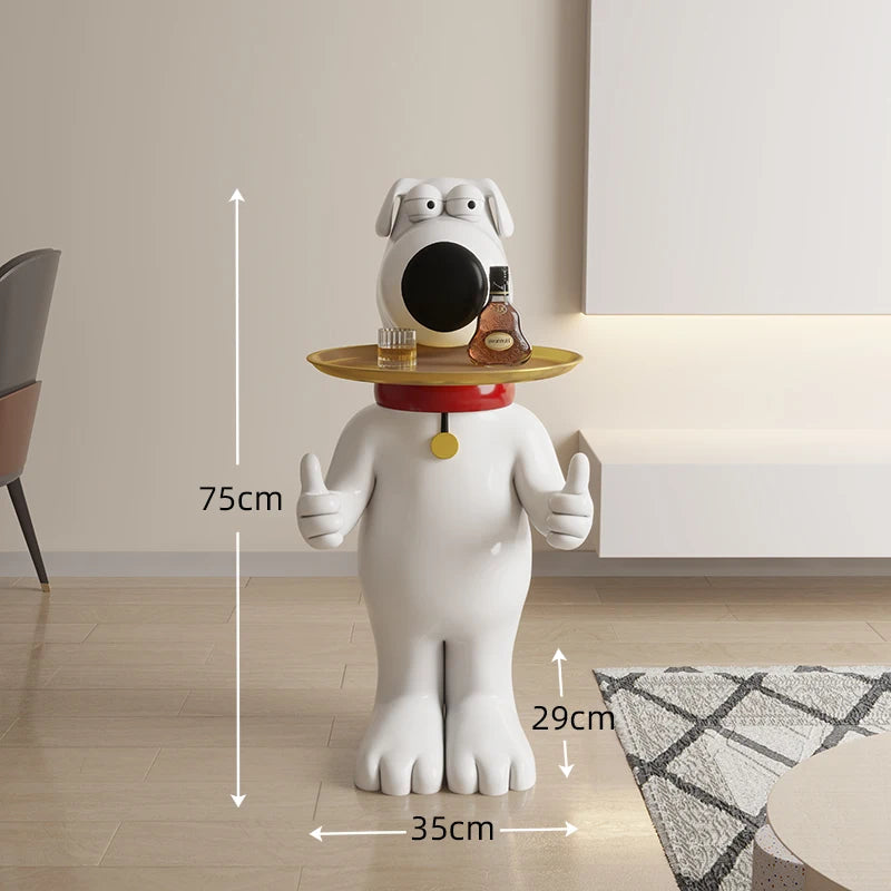 Estatua de perro de dibujos animados para decoración del hogar, estatuilla de resina grande, accesorios creativos para sala de estar, escultura Nórdica