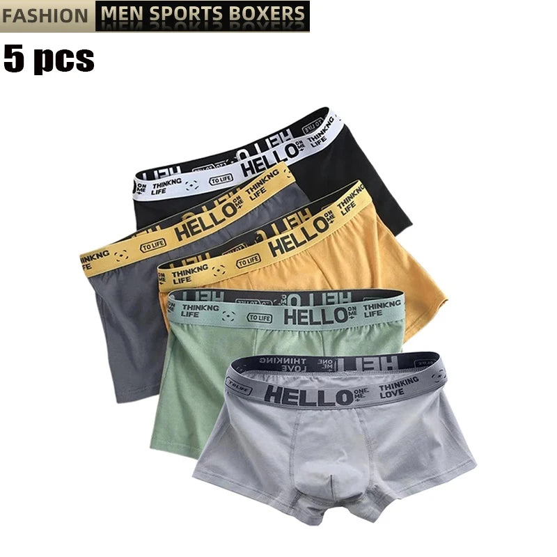 5 pzs ropa interior masculina boxers sexy calzoncillos cómoda transpirable moda chicos bragas ropa interior boxershorts hombre