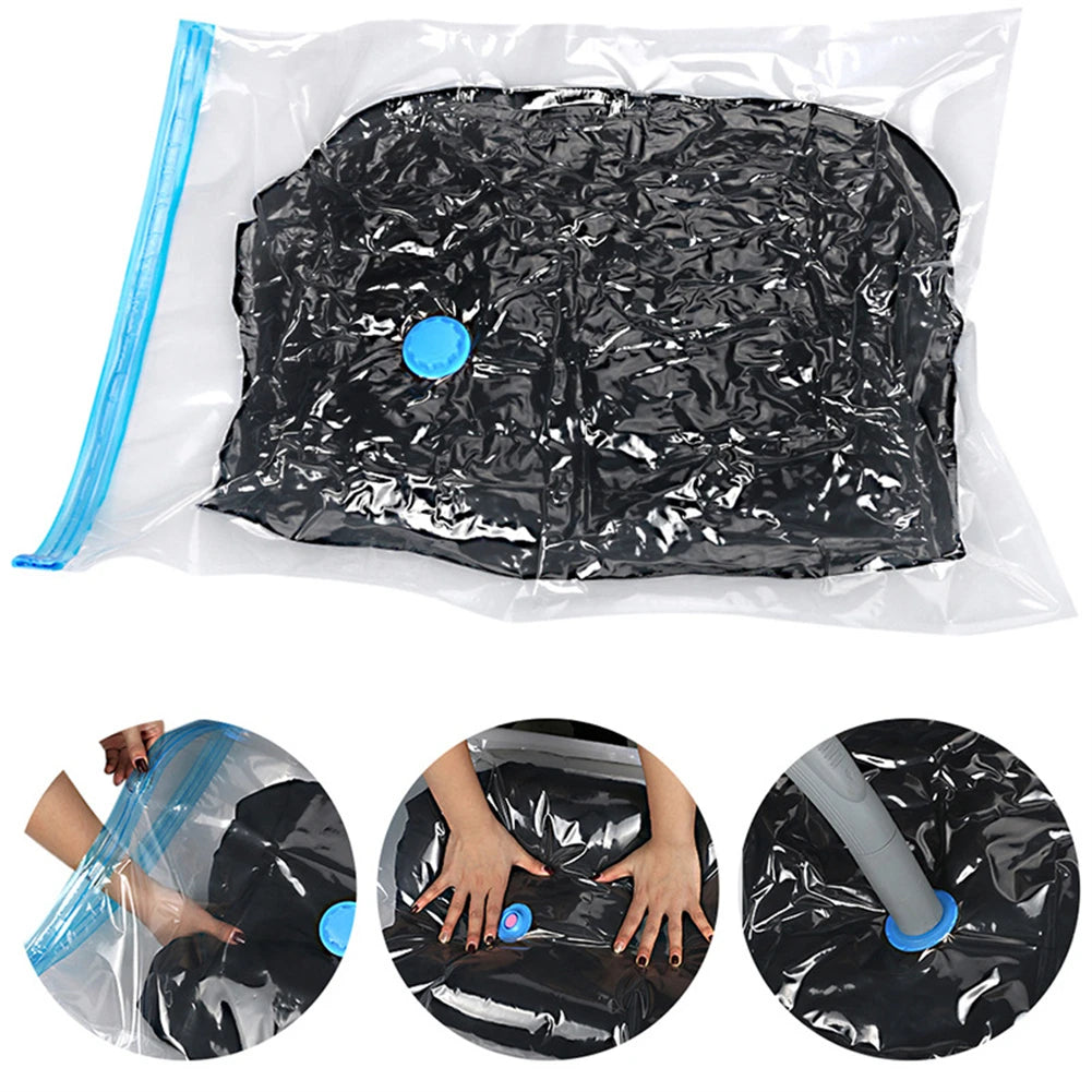 Bolsas de almacenamiento al vacío con válvula plegable comprimida, ahorro de espacio, almacenamiento de ropa de gran tamaño para toalla, manta de tela