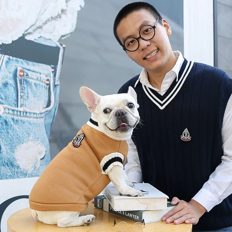 Suéter de moda para perros, ropa cálida de invierno para perros pequeños y medianos, suéter para gatos de estilo universitario, jersey para cachorros, ropa para perros Chihuahua
