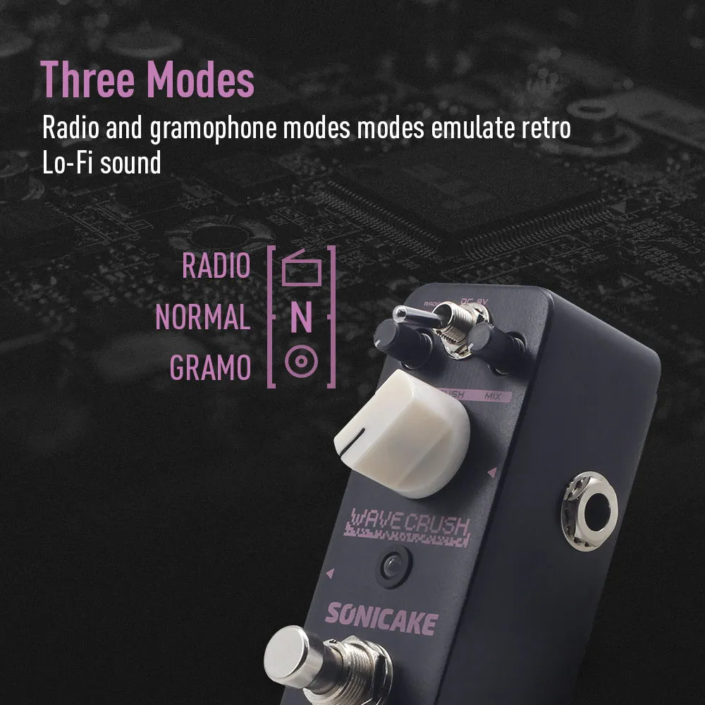 Pedal de Efectos para Guitarra y Bajo SONICAKE Wave Crush Bitcrush, Reductor de Frecuencia Digital, Sintetizador, Efectos Lo-Fi, QSS-20