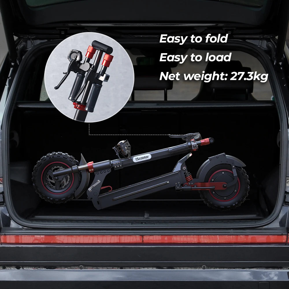 Patinete eléctrico iScooter iX5s de 15 Ah y 1000 W, potente, antideslizante, todoterreno, con neumático, autonomía de 65 km y 45 km/h.