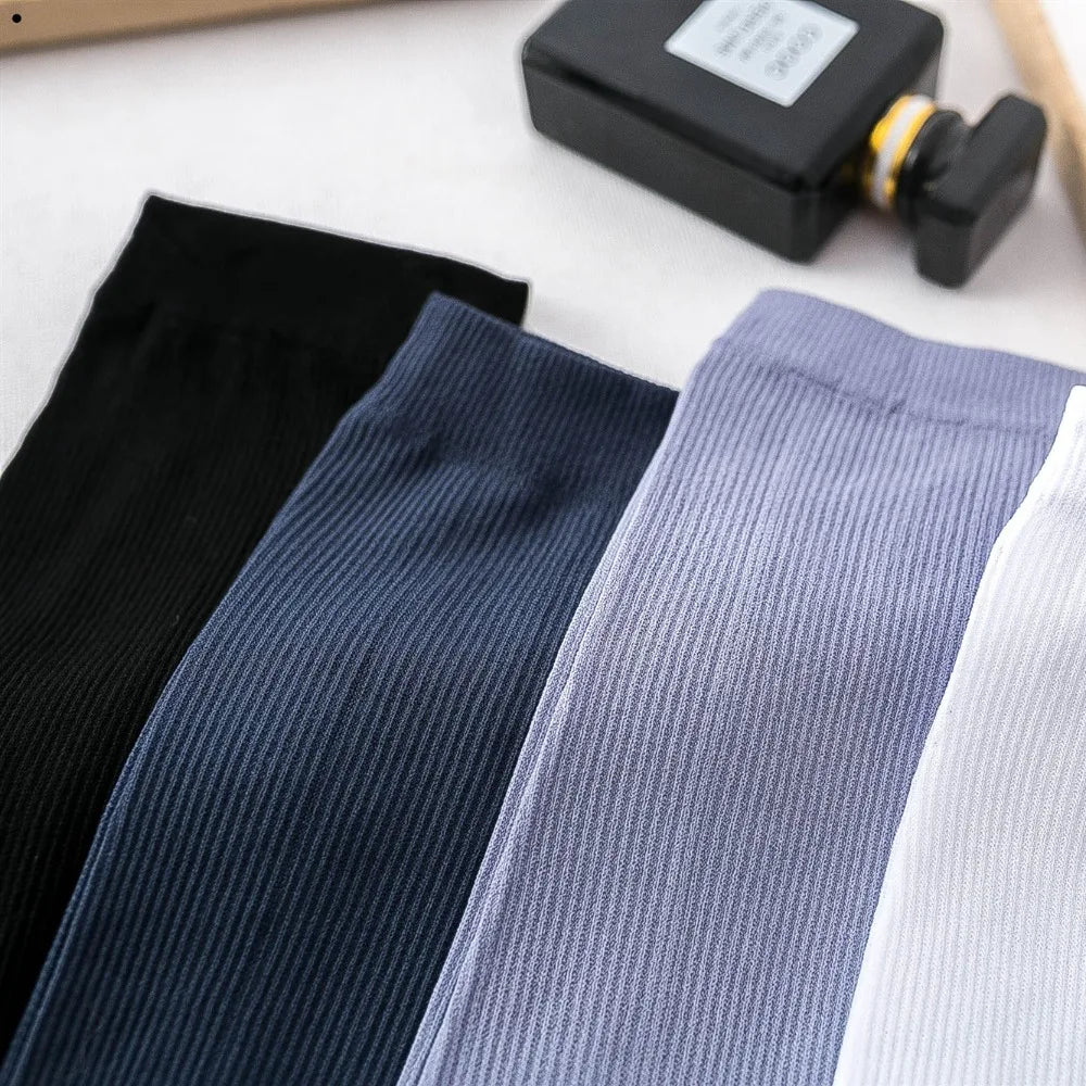 10 pares de calcetines de seda de hielo para hombre, calcetines ultrafinos de verano y primavera, calcetines de negocios sólidos, calcetines suaves transpirables, calcetines tobilleros de fibra de bambú