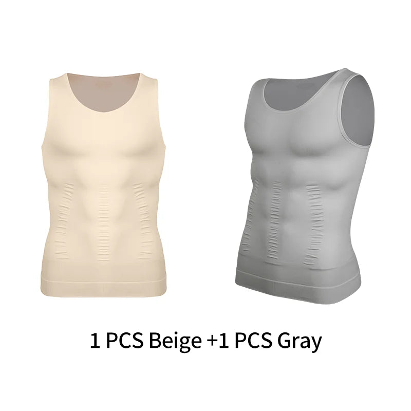 Chaleco moldeador de cuerpo adelgazante para hombre, camisa Abs para Abdomen, entrenamiento de gimnasio delgado, Control de barriga, camiseta sin mangas de compresión, ropa moldeadora sin mangas