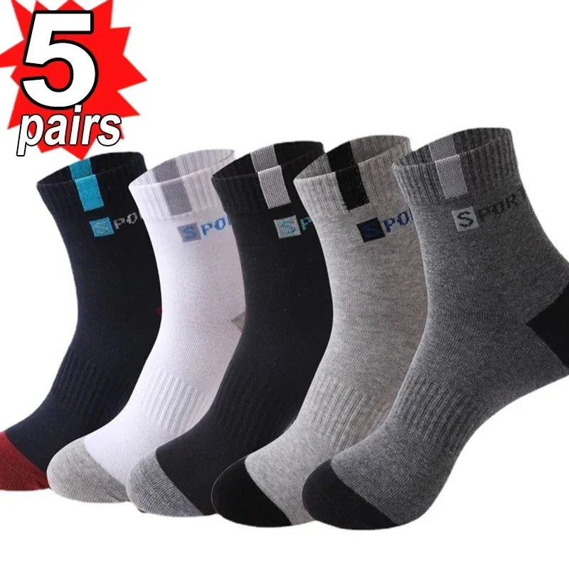10 pares de medias deportivas de algodón transpirables para hombre, calcetines de fibra de bambú para otoño e invierno, desodorante con absorción de sudor, calcetines de negocios