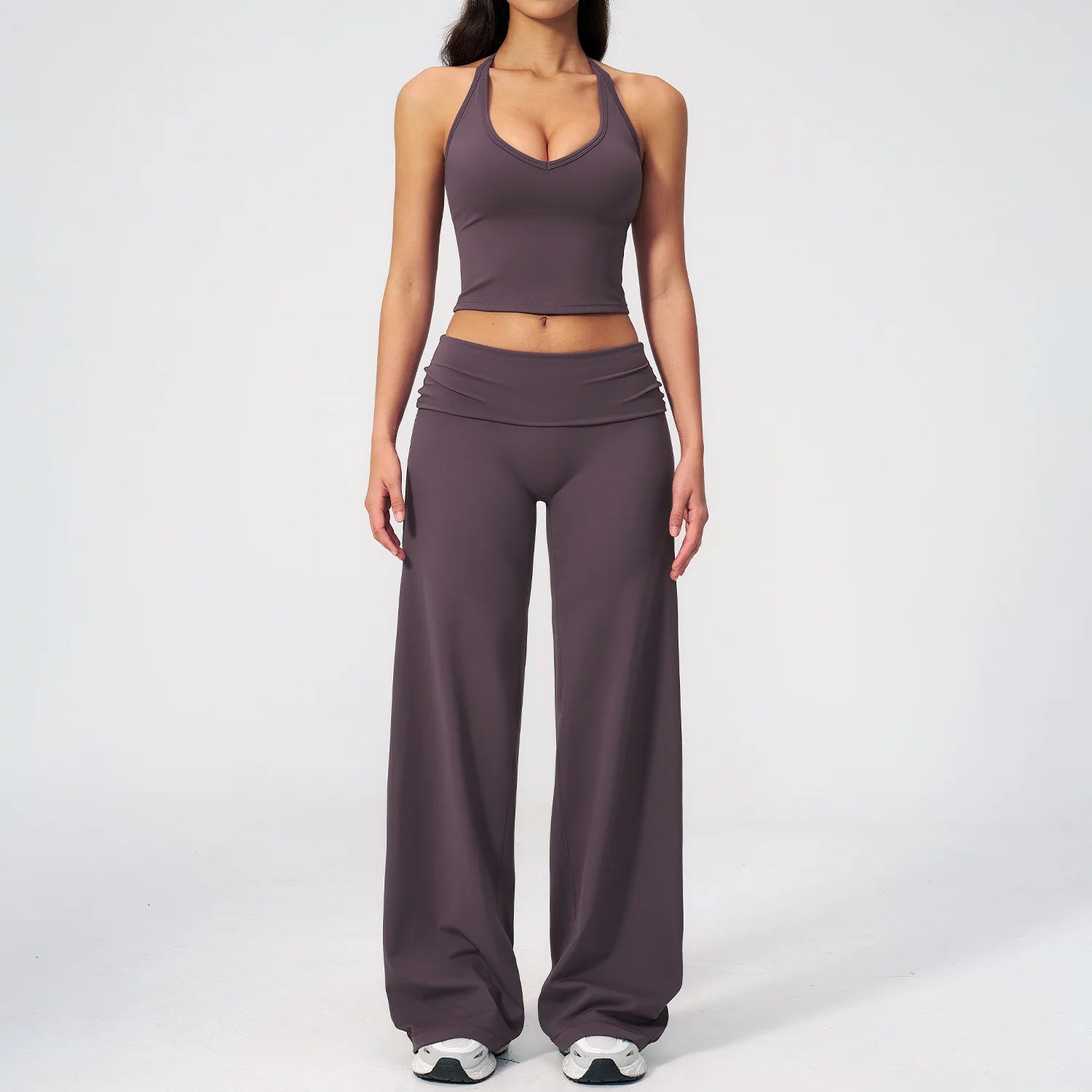 Conjunto Deportivo de Yoga para Mujer, Conjunto de Dos Piezas, Pantalones y Top, Traje Deportivo para Gimnasio, Yoga y Entrenamiento