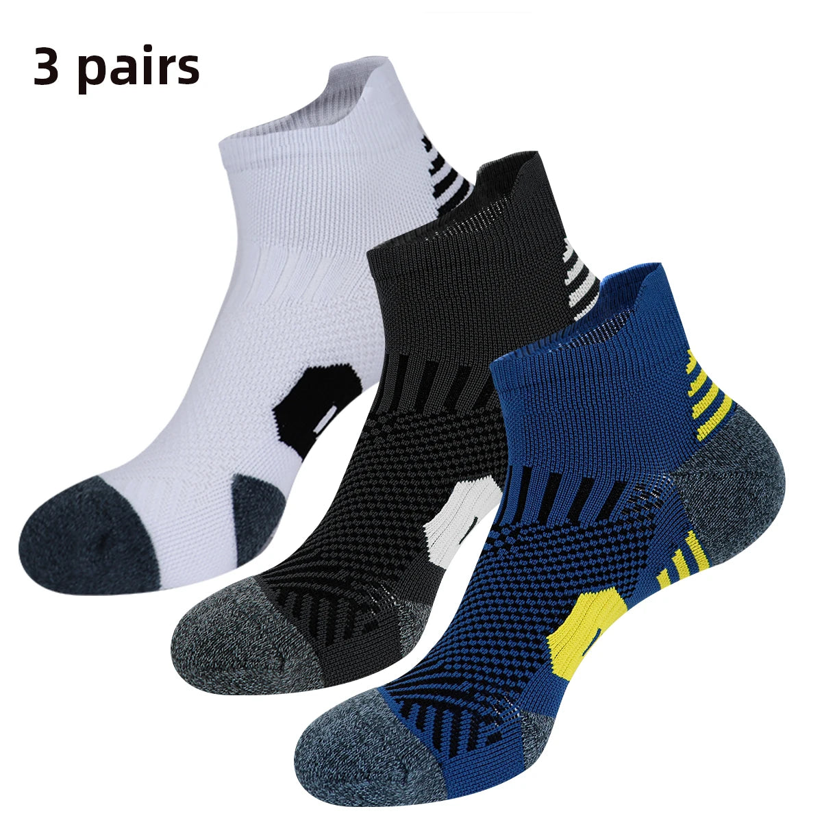 3/9 pares de calcetines deportivos antideslizantes para hombres y mujeres, parte inferior de toalla gruesa, calcetines profesionales para correr, entrenamiento físico, baloncesto