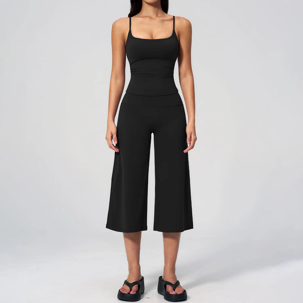 Conjunto Deportivo de Yoga para Mujer, Conjunto de Dos Piezas, Pantalones y Top, Traje Deportivo para Gimnasio, Yoga y Entrenamiento
