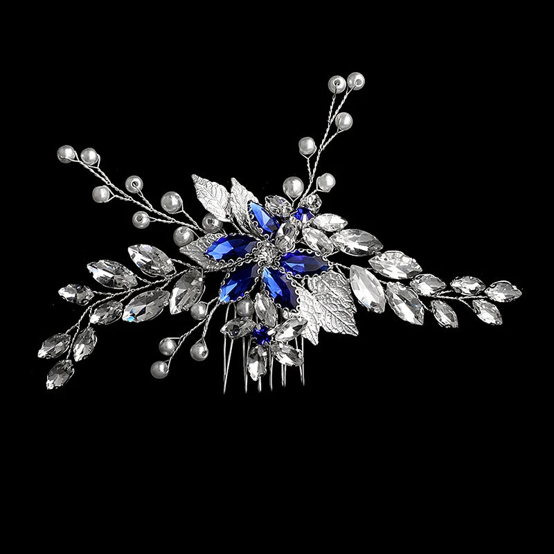 Nuevo peine de aleación de plata hecho a mano con perlas y diamantes de imitación, tocado de Metal a la moda, accesorio de joyería para el cabello elegante para mujer