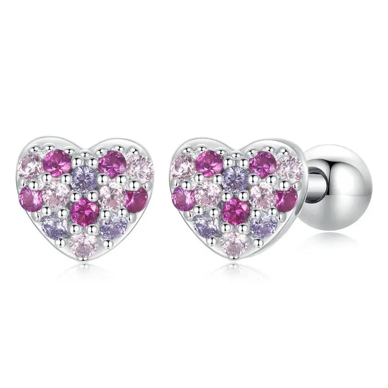 WOSTU-pendientes de plata de ley 925 con diseño de animales y patas bonitas de arcoíris para mujer, aretes con forma de corazón, flor ovalada, circonita, cangrejo, regalo de joyería
