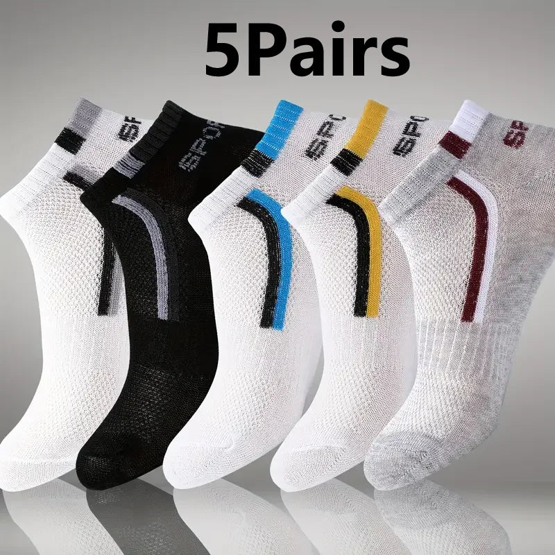 30 pares de calcetines de hombre de malla transpirable calcetines cortos casuales Color-block calcetines deportivos calcetines deportivos absorben el sudor tobillo