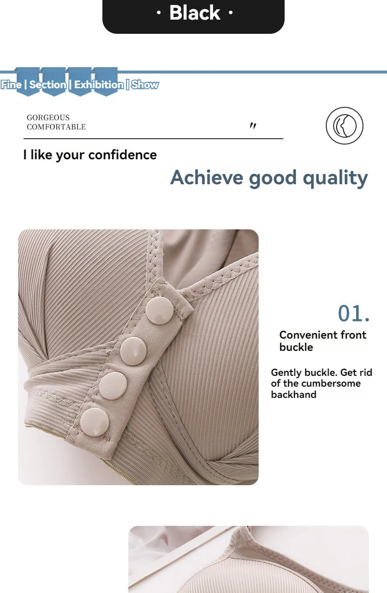 Nuevo sujetador de talla grande con hebilla frontal para mujer, Push up Sexy, copa fina ajustable, transpirable, cómoda, ropa interior para mamá de mediana edad