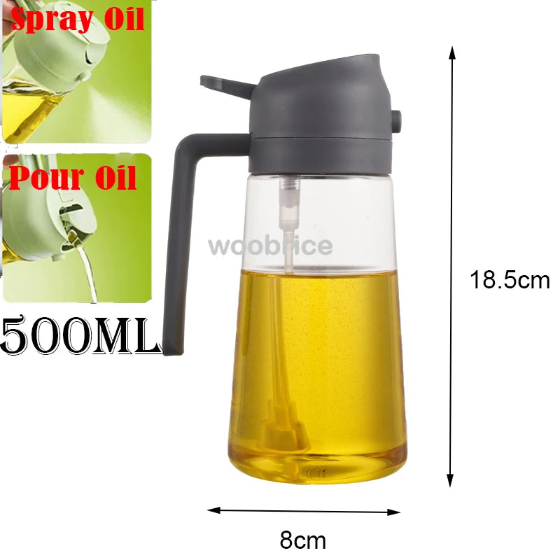 Dispensador de aceite en aerosol 2 en 1 para cocina, pulverizador de aceite o solo cepillo pulverizador para freír al aire, ensaladas, asar, cocinar en la cocina