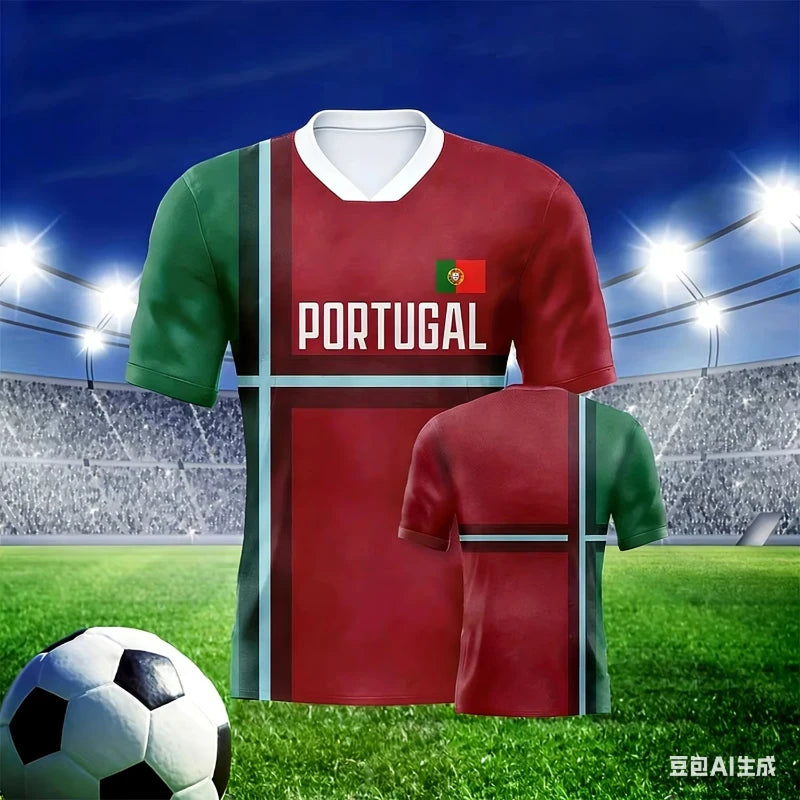 Camiseta de la UEFA Champions League |   Cuello en V y Mangas Cortas | Selección Nacional de Fútbol | Ropa de entrenamiento | Ropa Deportiva para Exteriores | Regalos Navideños