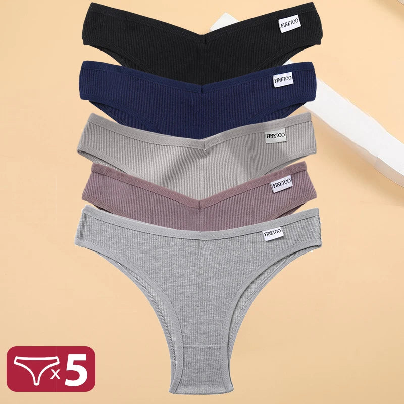 5 unids/set de bragas de lencería de algodón, ropa interior Sexy para mujer, Tangas, calzoncillos femeninos, bragas tipo Tanga, Bikini sólido de 13 colores