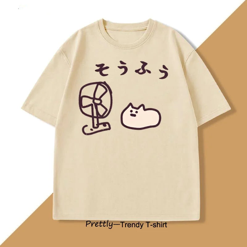 Camiseta de estilo japonés para hombre y mujer, camiseta divertida de manga corta de algodón, camisetas gráficas, ropa de calle de verano, camisetas estampadas