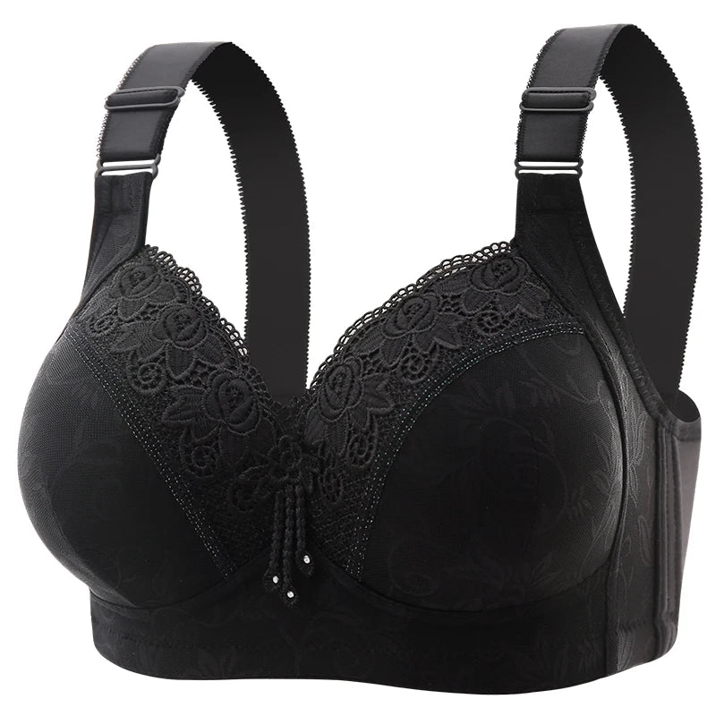 Sujetadores de encaje para mujer, Bralette con perspectiva ultrafina, sujetador con escote en V profundo, lencería Sexy, Tops de talla grande, ropa interior para mamá, sujetador activo