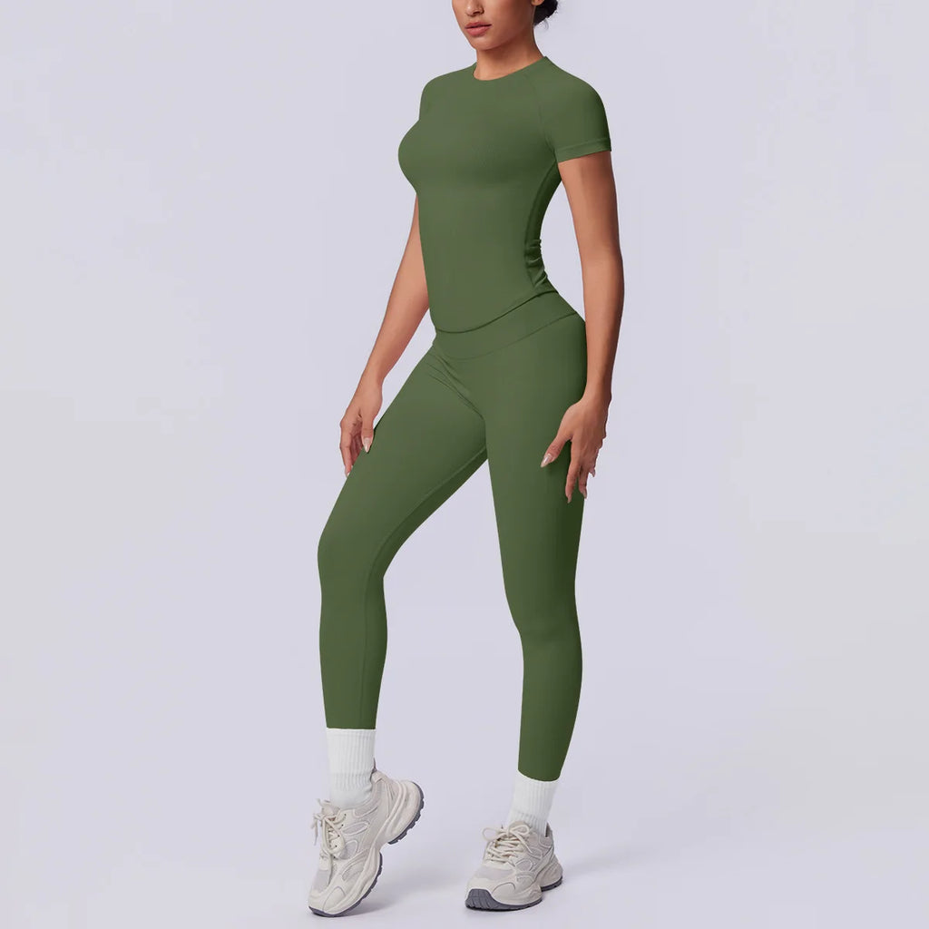 Conjunto Deportivo de Yoga para Mujer, Conjunto de Dos Piezas, Pantalones y Top, Traje Deportivo para Gimnasio, Yoga y Entrenamiento