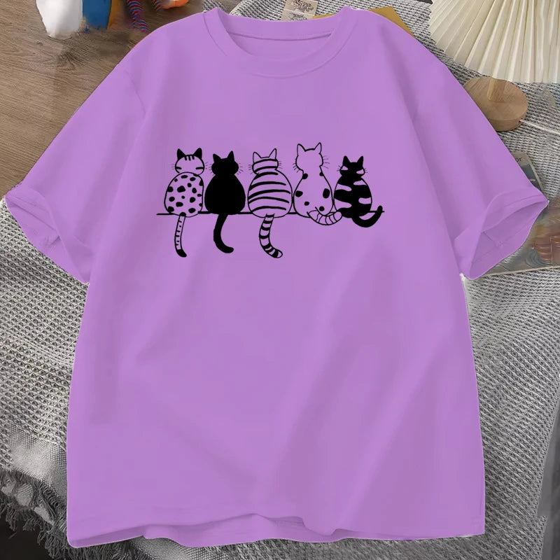 Camiseta cómoda con cuello redondo para mujer, camisetas informales holgadas Unisex, camisetas de verano