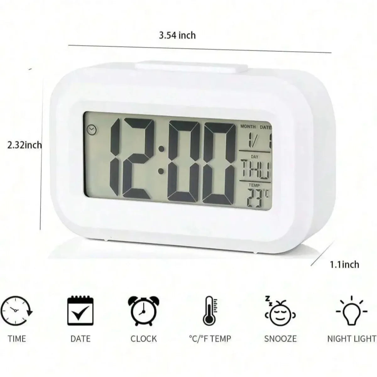 Reloj con alarma digital LED, retroiluminación, calendario de datos, reloj electrónico multifunción, reloj de mesa