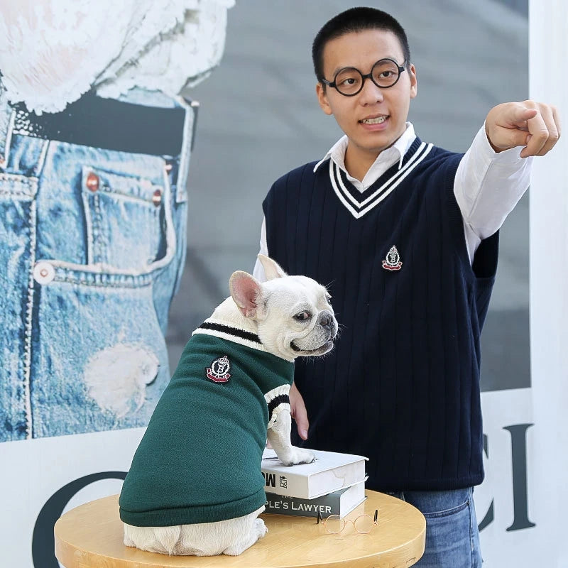 Suéter de moda para perros, ropa cálida de invierno para perros pequeños y medianos, suéter para gatos de estilo universitario, jersey para cachorros, ropa para perros Chihuahua