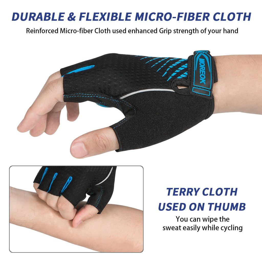 MOREOK Guantes de ciclismo, guantes de bicicleta transpirables, almohadillas de gel de 5 mm, guantes antideslizantes para bicicleta de montaña, guantes de ciclismo de carretera MTB para hombres y mujeres