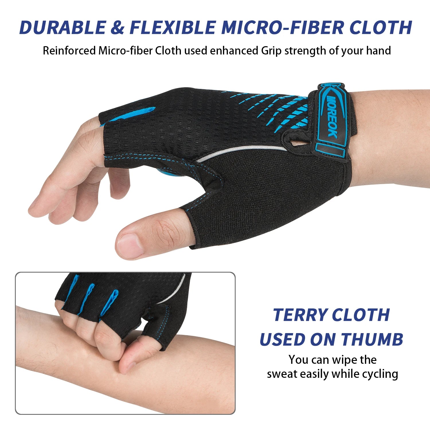 MOREOK Guantes de ciclismo, guantes de bicicleta transpirables, almohadillas de gel de 5 mm, guantes antideslizantes para bicicleta de montaña, guantes de ciclismo de carretera MTB para hombres y mujeres