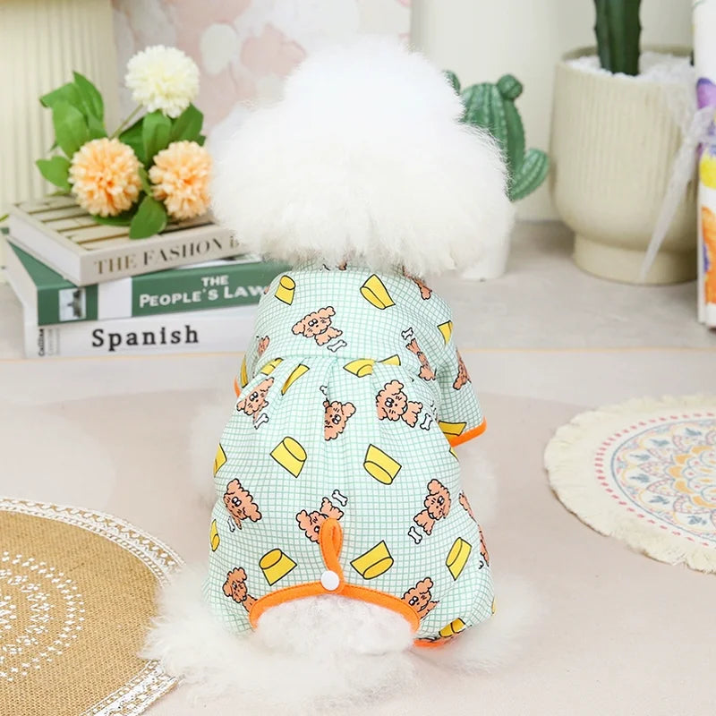 Mono de Invierno para Perros, Ropa Cálida con Estampado para Perros y Gatos, Chihuahua, Bichón, Pijama de Cuatro Patas para Cachorros