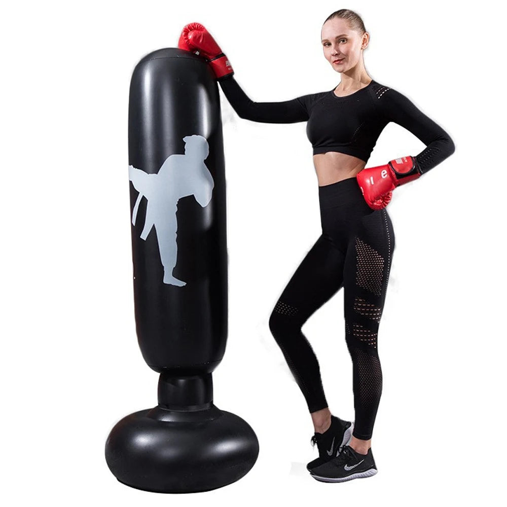 1 unidad de saco de boxeo inflable estilo KO, columna de boxeo, accesorios de entrenamiento para karate y taekwondo