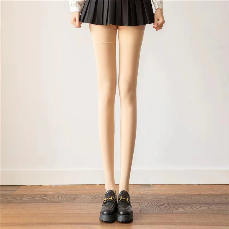 Calcetines largos de terciopelo por encima de la rodilla para mujer y niña, uniforme de alta elasticidad, antideslizantes, ajustados, altura de 190cm