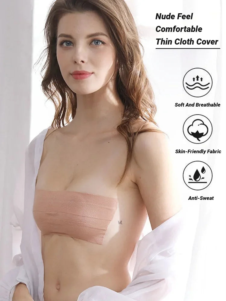 Cinta elástica para levantamiento de senos, tono de piel, Invisible, transpirable, sin rastro, antiflacidez, cinta para pechos de leche recogida, sujetadores para mujeres