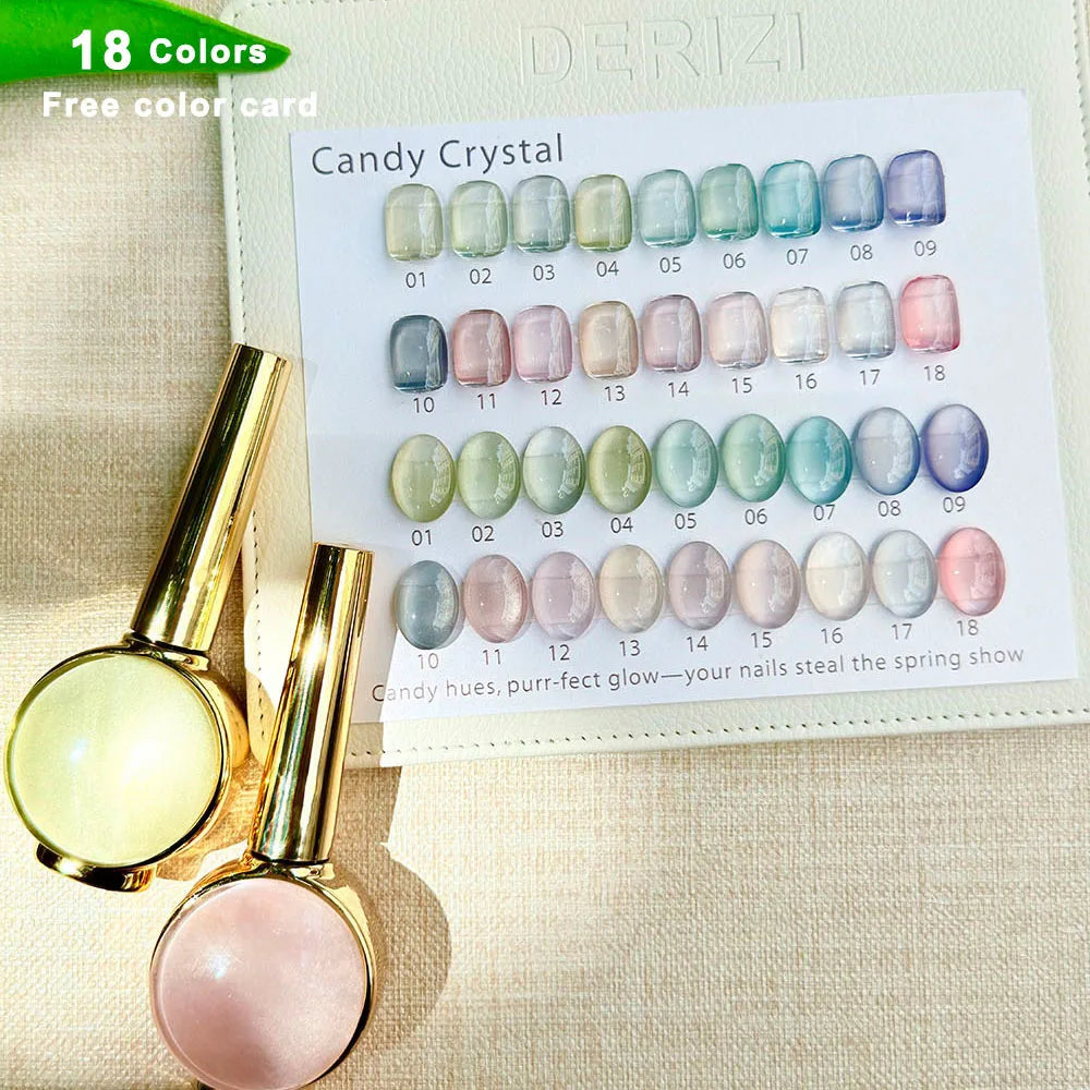 Juego de esmaltes de uñas en Gel de ojo de gato de cristal Sakura rosa, barniz de Gel LED UV magnético brillante semipermanente con tarjeta de Color