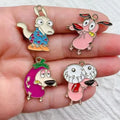 10 Uds. De dijes de perro divertidos de dibujos animados para hacer joyas, colgante esmaltado, aleación de Zinc, chapado en oro, accesorios Diy