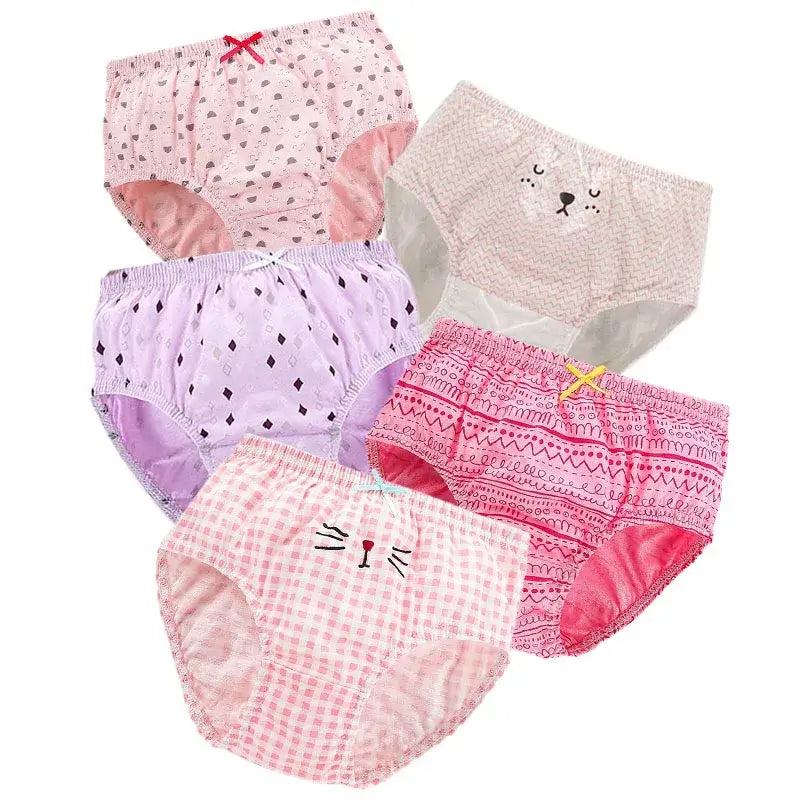 2/5/10 Uds bragas de algodón para niñas lindo gato unicornio Arco Iris varios patrones de dibujos animados calzoncillos para niñas ropa interior cómoda y suave para niños