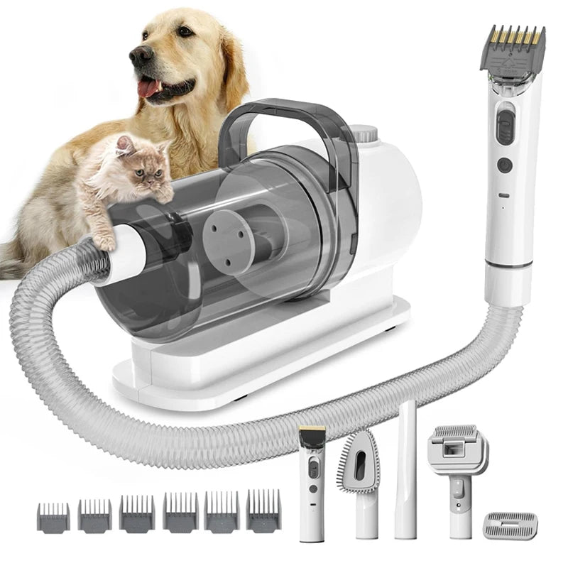 Kits de aseo para mascotas 6 en 1, aspirador de pelo de perro, potente succión para pelo largo o corto, afeitadoras para perros y gatos
