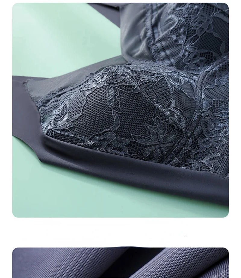 L-6L sujetador grande para mujer, Push Up de seda helada, Bralette superior sin costuras, sujetadores de encaje inalámbricos para verano, Top de talla grande, lencería, ropa interior 15019