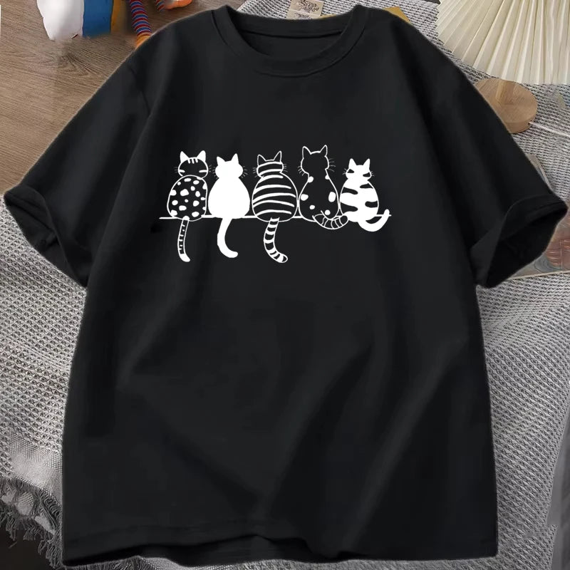 Camiseta cómoda con cuello redondo para mujer, camisetas informales holgadas Unisex, camisetas de verano
