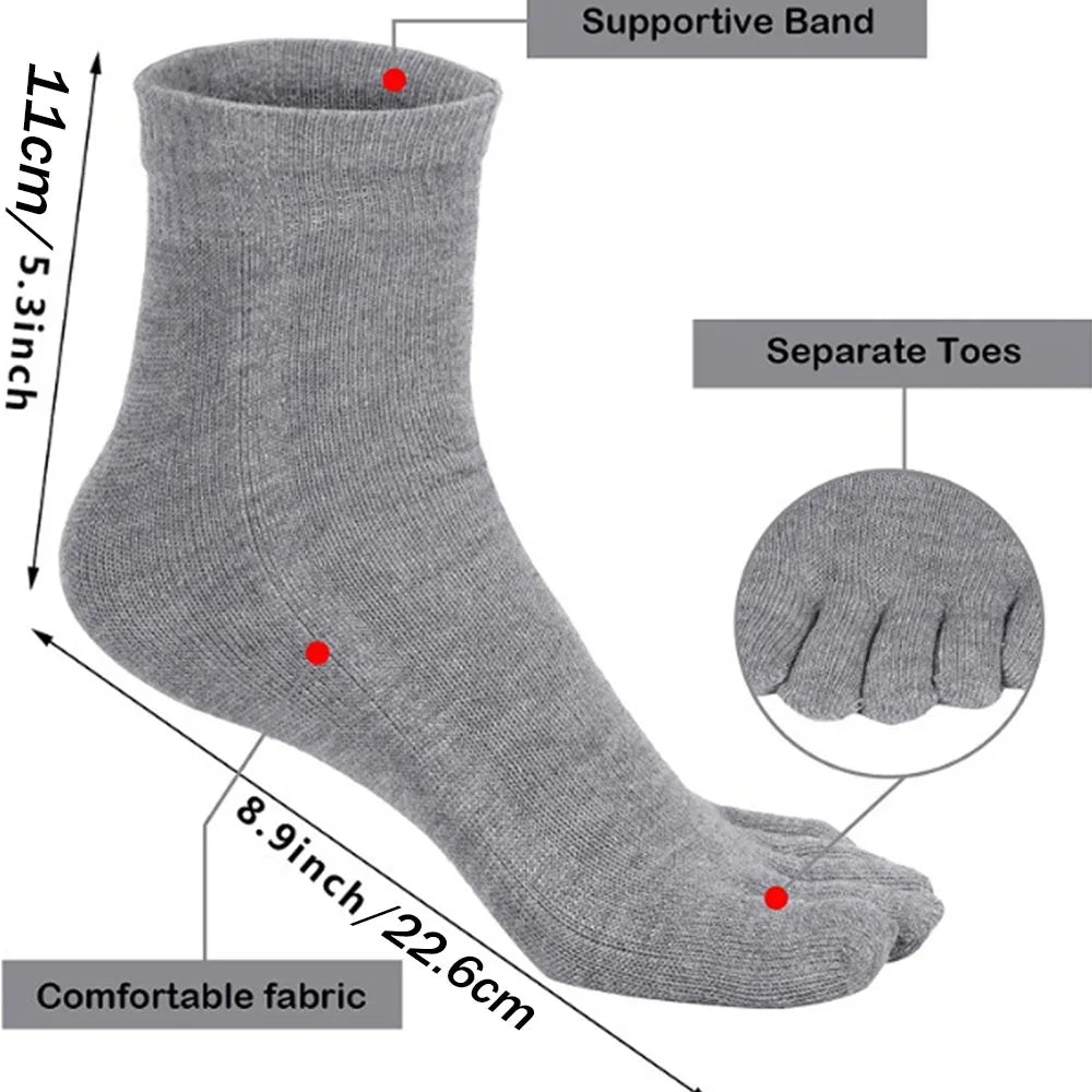 5 pares de calcetines con dedos para hombre y mujer, calcetines con cinco dedos, calcetines de algodón transpirables, calcetines deportivos para correr, Color sólido como regalo de cumpleaños