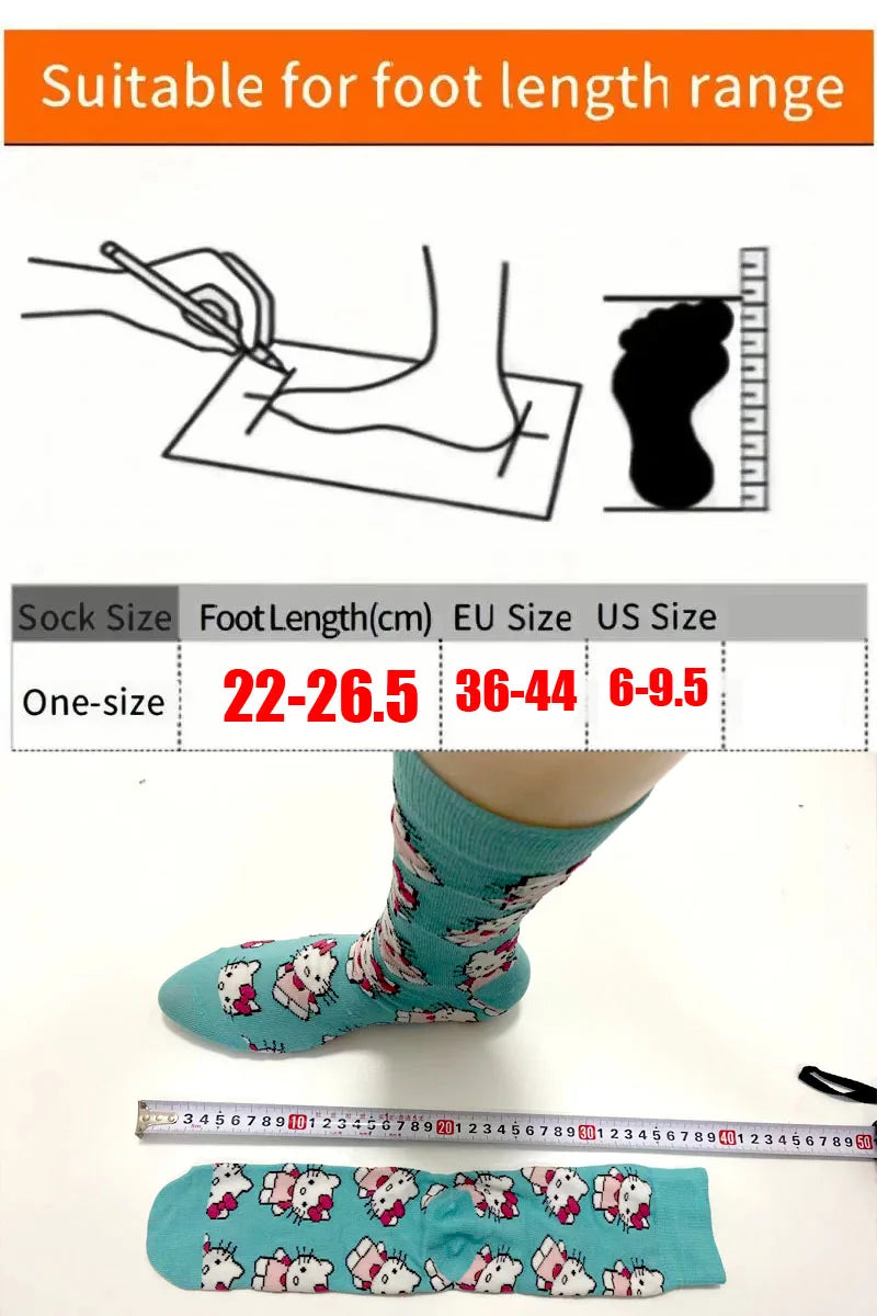 Anime nueva moda colorido divertido feliz Casual calcetines largos de mujer vestido Harajuku lindo gato de dibujos animados creativo hombres calcetines tamaño 35-44