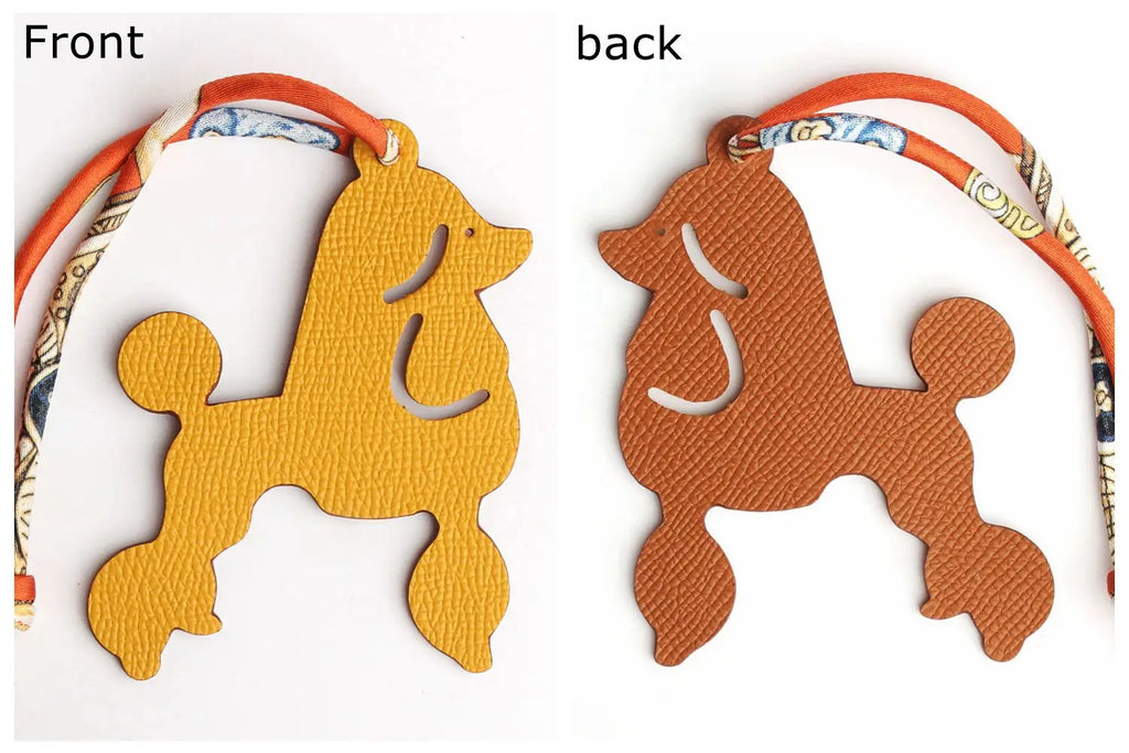 Llavero con doble cara de piel auténtica de grano completo de cocodrilo, gato de la suerte, cachorro, perro, caballo, mochila, colgante, Animal, bolso de mujer
