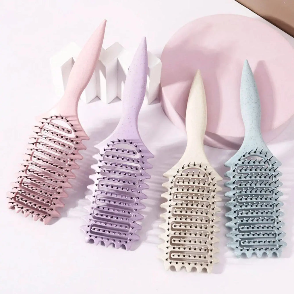 Cepillo de peinado rizado: peine de masaje hueco, melena de nailon, mango de plástico ABS, agarre cómodo Especial para pelucas de cabello real