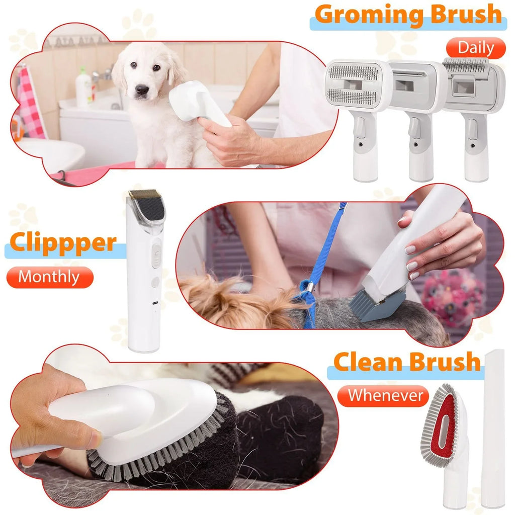 Kits de aseo para mascotas 6 en 1, aspirador de pelo de perro, potente succión para pelo largo o corto, afeitadoras para perros y gatos