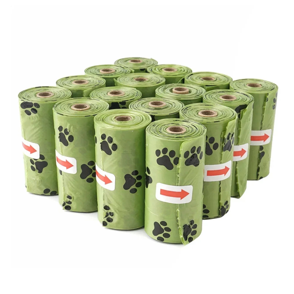 30/600 Uds bolsas para excrementos de perros para perros bolsas grandes para residuos de gatos perrito al aire libre limpieza del hogar bolsa de basura suministros para mascotas 15 bolsas/rollo