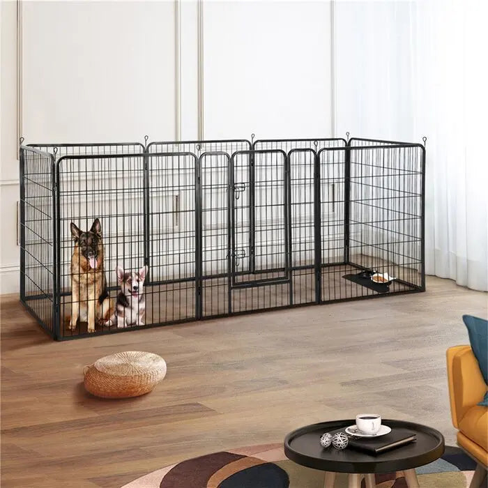 Parque infantil para perros, parque infantil de 8 paneles de 32 pulgadas de altura, valla de ejercicio para perros antioxidante plegable para interiores y exteriores, portátil