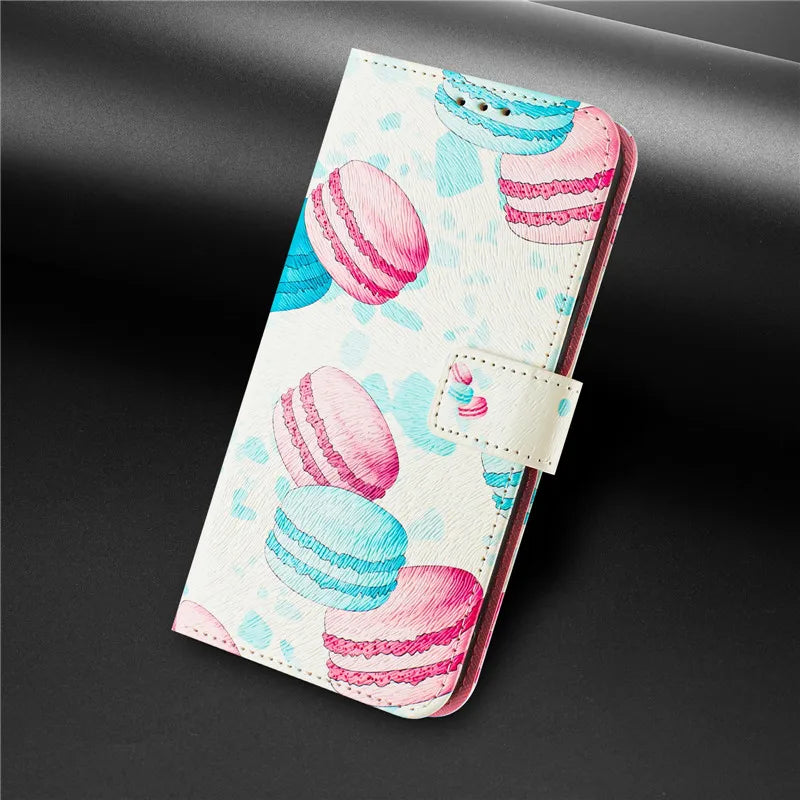 13 Funda de teléfono de cuero para iPhone 13 12 Mini 11 Pro 13Pro 12Pro Max 11Pro Coque Flip Cover Wallet fundas pintadas magnéticas gato oso