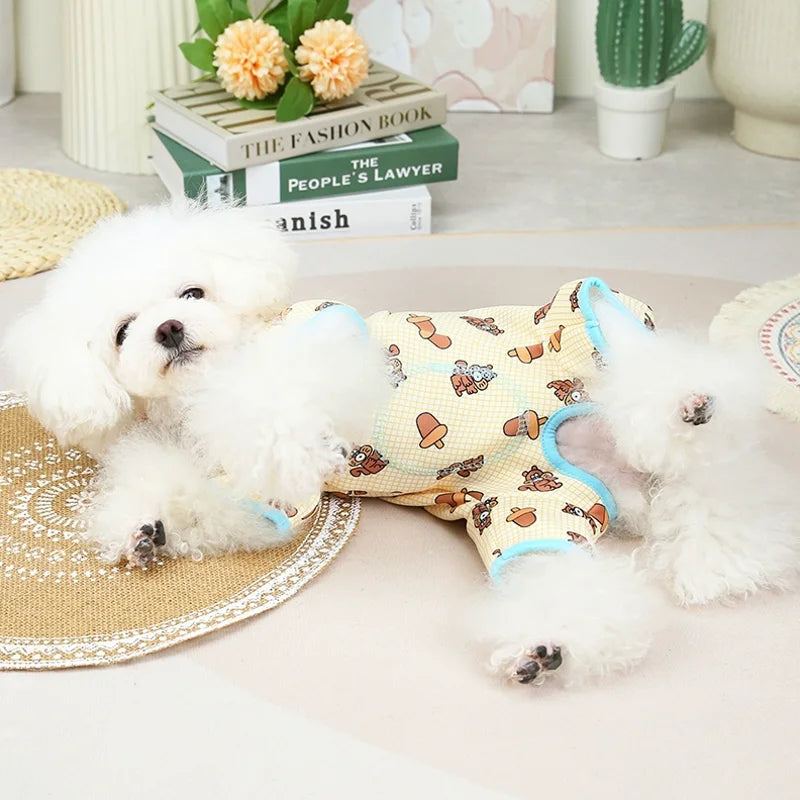 Mono de Invierno para Perros, Ropa Cálida con Estampado para Perros y Gatos, Chihuahua, Bichón, Pijama de Cuatro Patas para Cachorros