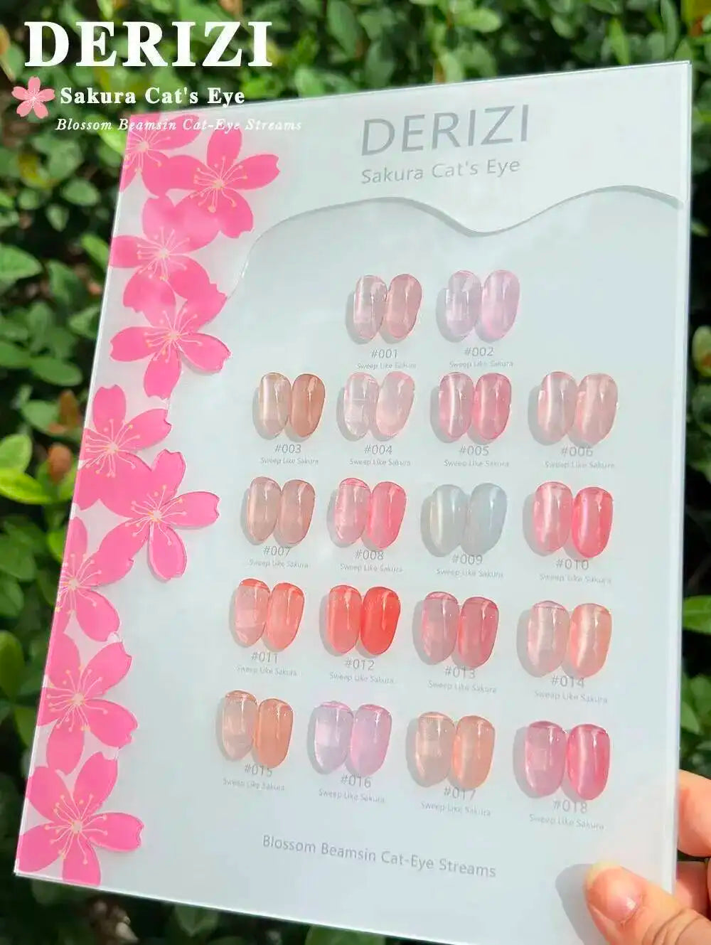 Juego de esmaltes de uñas en Gel de ojo de gato de cristal Sakura rosa, barniz de Gel LED UV magnético brillante semipermanente con tarjeta de Color