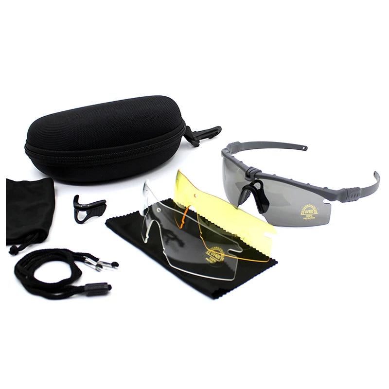 Gafas Tácticas para Exteriores con Protección UV400, Gafas de Seguridad para Tiro con Pistola de Aire, Gafas de Sol Deportivas Polarizadas para Caza