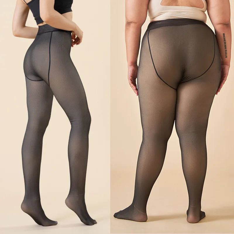Medias térmicas gruesas para mujer, pantimedias translúcidas sexis cálidas para invierno, pantimedias ajustadas elásticas de cintura alta para mujer
