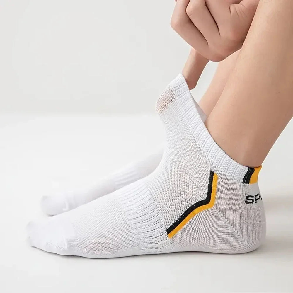 Calcetines náuticos antideslizantes para hombre, 5 pares de calcetines tobilleros con estampado de bloques para negocios y deportes, transpirables, resistentes al sudor, antiolor, cómodos